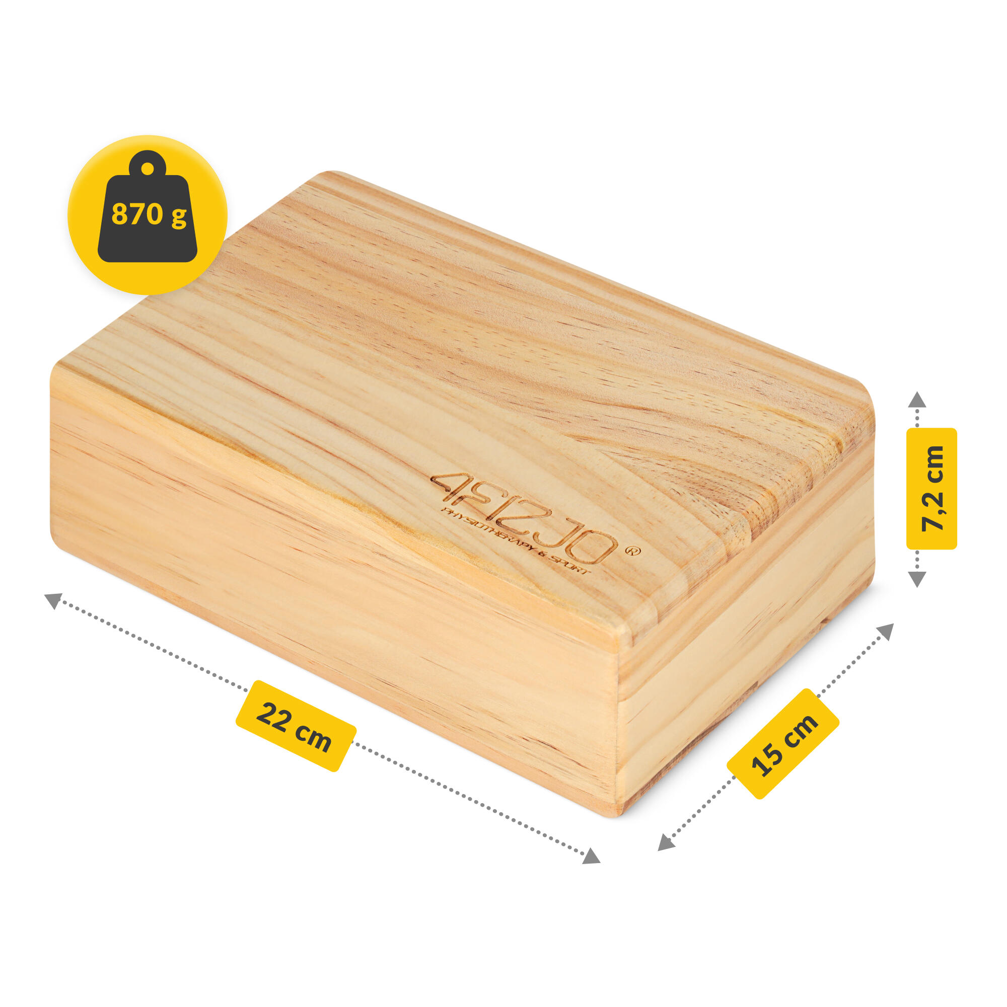 Yogablock Holz Natur Yoga Block Holzklotz Stabil Pilates 4FIZJO 5/7