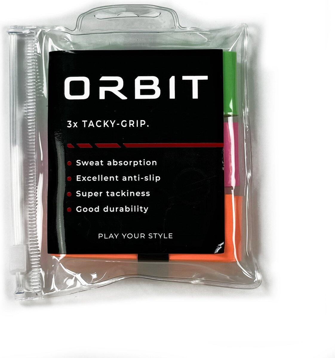 Overgrip Padel Orbit Rosa/Verde/Laranja – 3 pcs com anel de borracha 3/3