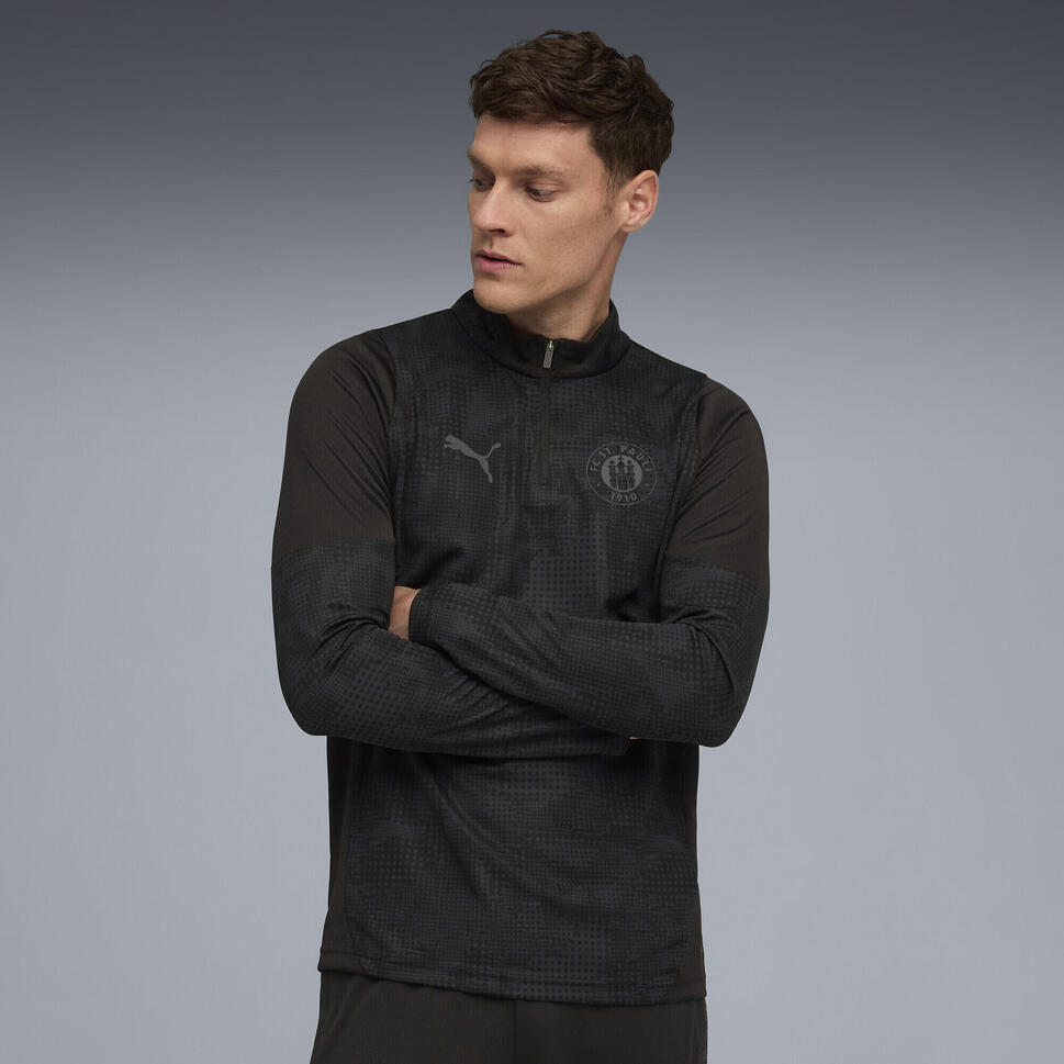 Męska bluza treningowa FC St. Pauli z zamkiem 1/4 PUMA Black Flat Dark Gray