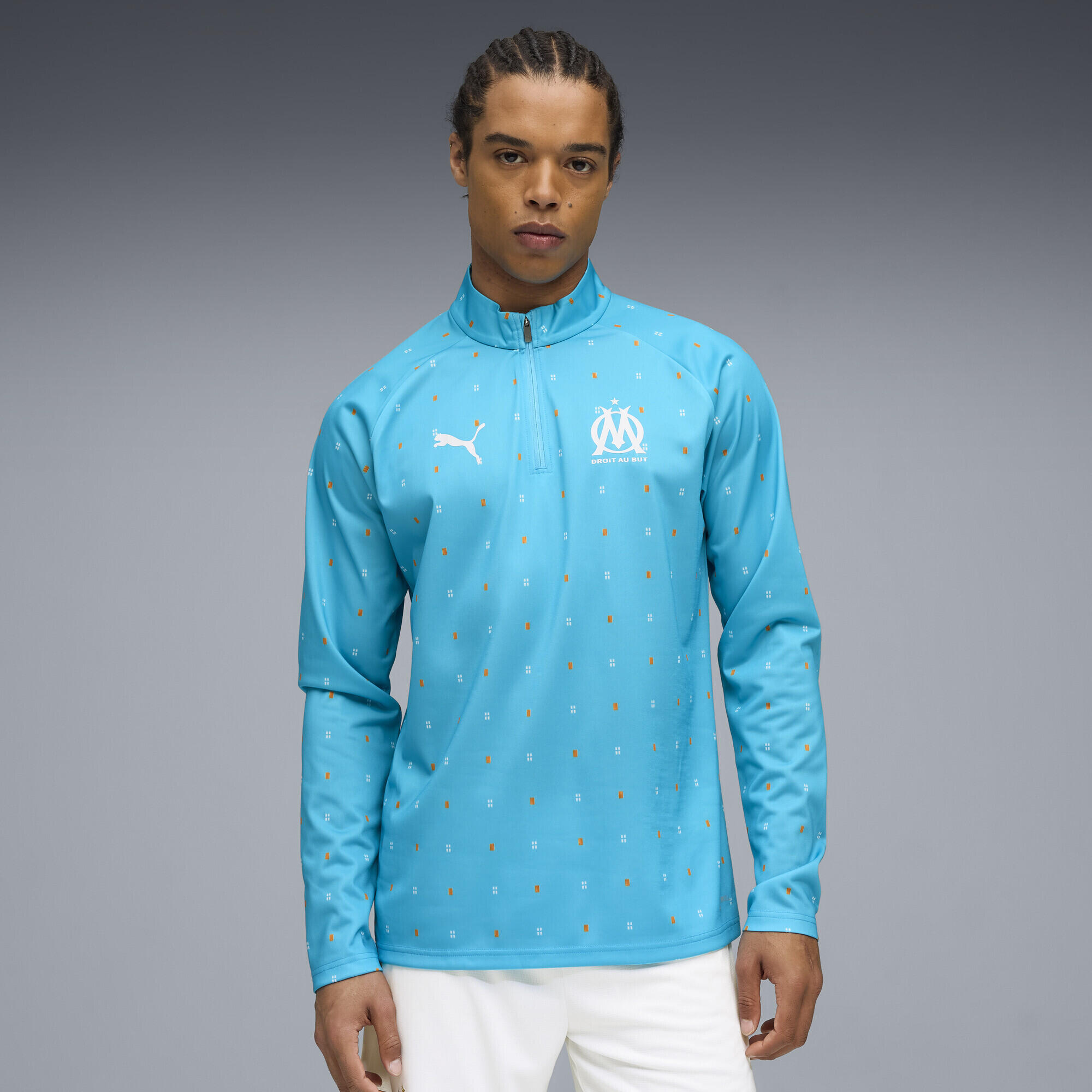 Maglia pre-partita con zip a quarti dell'Olympique de Marseille da uomo PUMA 2/7