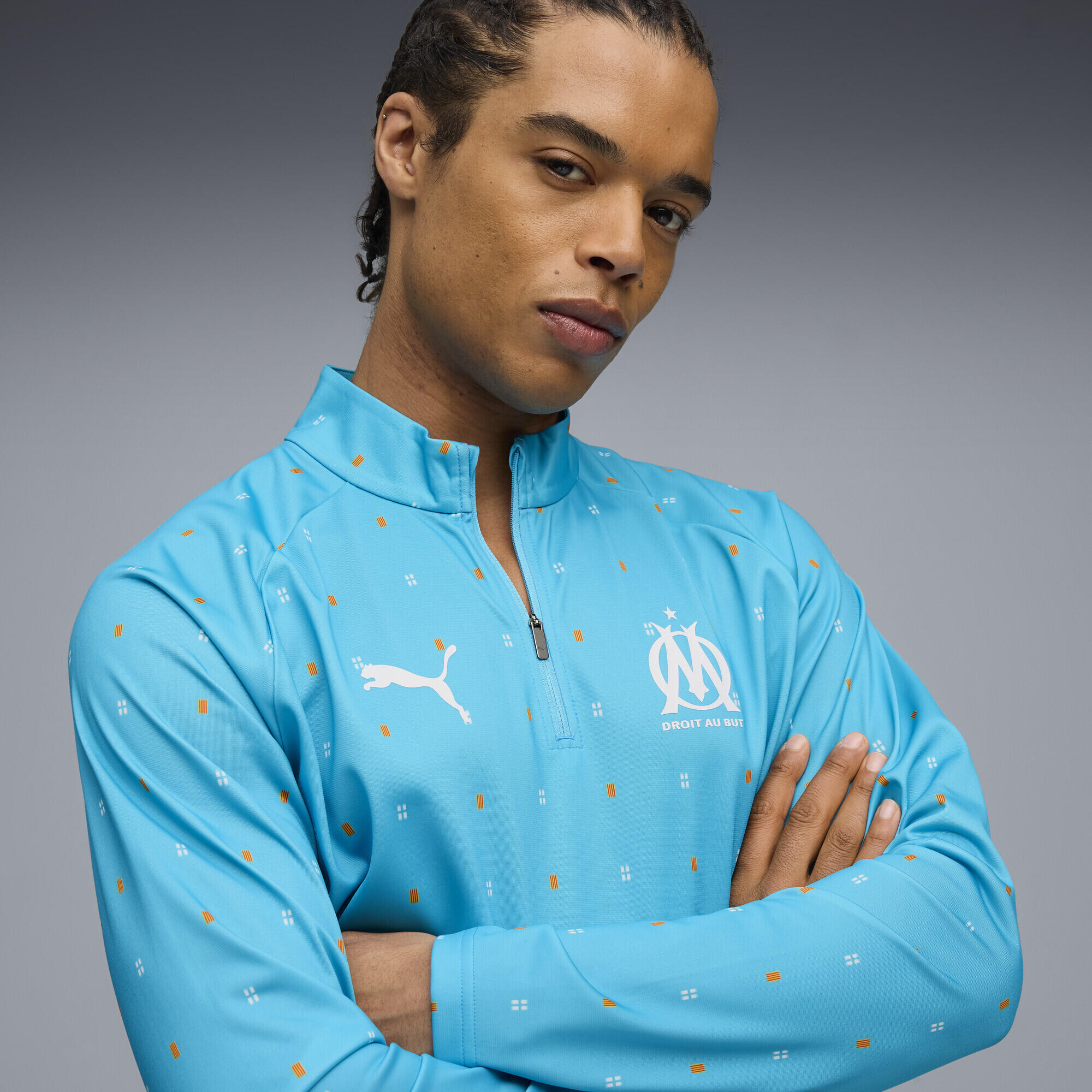 Maglia pre-partita con zip a quarti dell'Olympique de Marseille da uomo PUMA 3/7