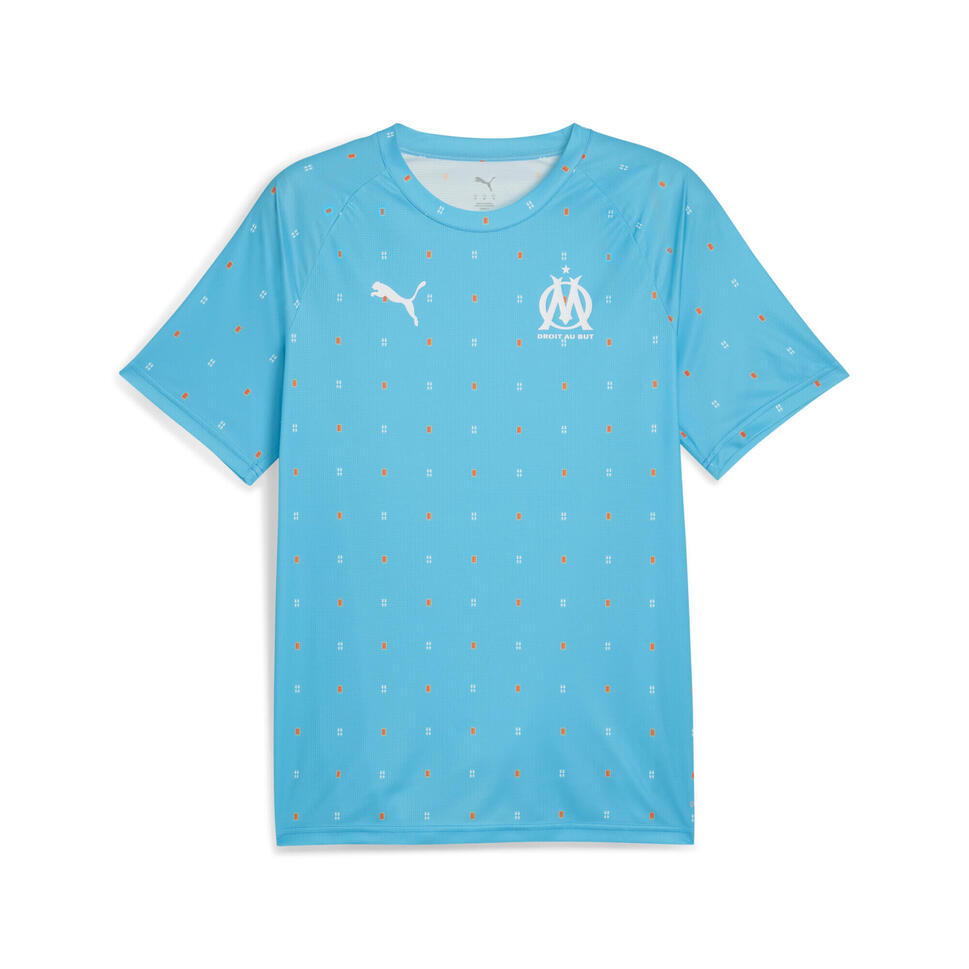 Męska koszulka przedmeczowa Olympique de Marseille PUMA Bleu Azur White Blue