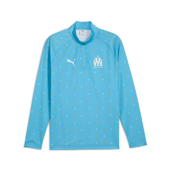 Maglia pre-partita con zip a quarti dell'Olympique de Marseille da uomo PUMA