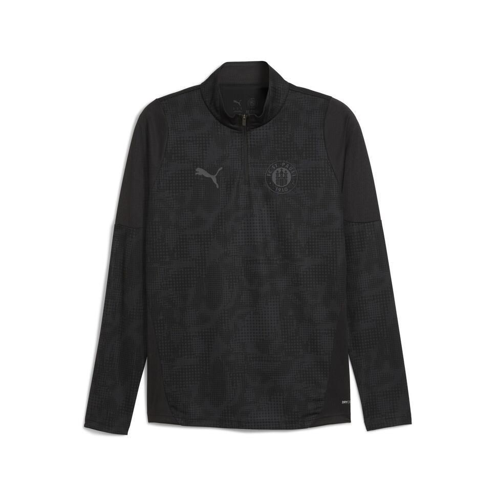 Męska bluza treningowa FC St. Pauli z zamkiem 1/4 PUMA Black Flat Dark Gray
