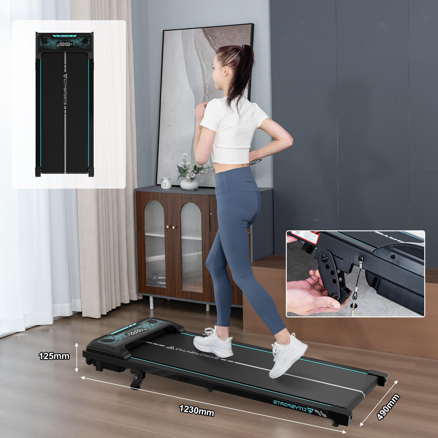 Treadmill 2-in-1 Walking Pad met Afstandsbediening – 2.5 HP – 1-6 km/u – Stil