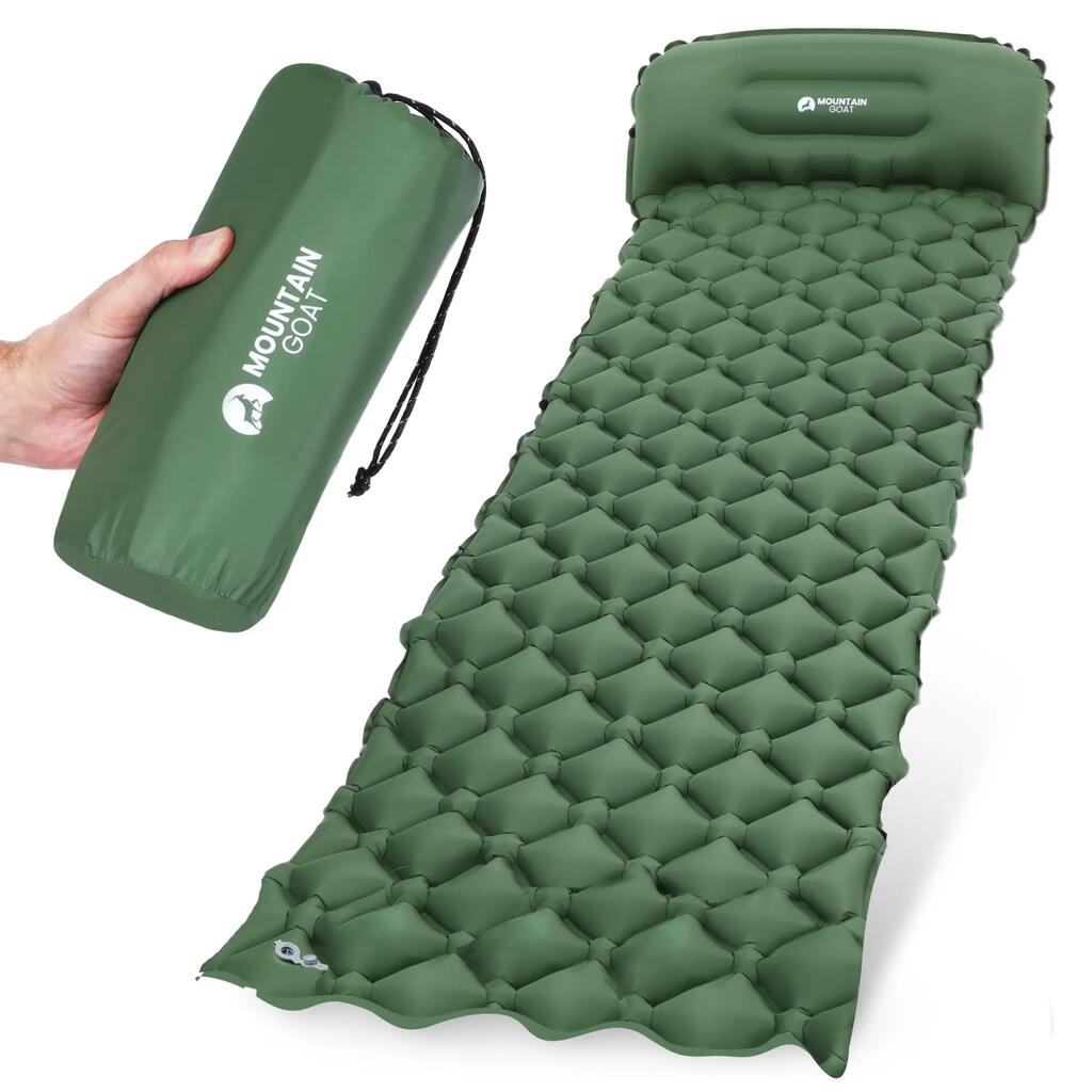 Надуваем туристически матрак MOUNTAIN GOAT найлон TPU 58x190x5 см 600 г зелен