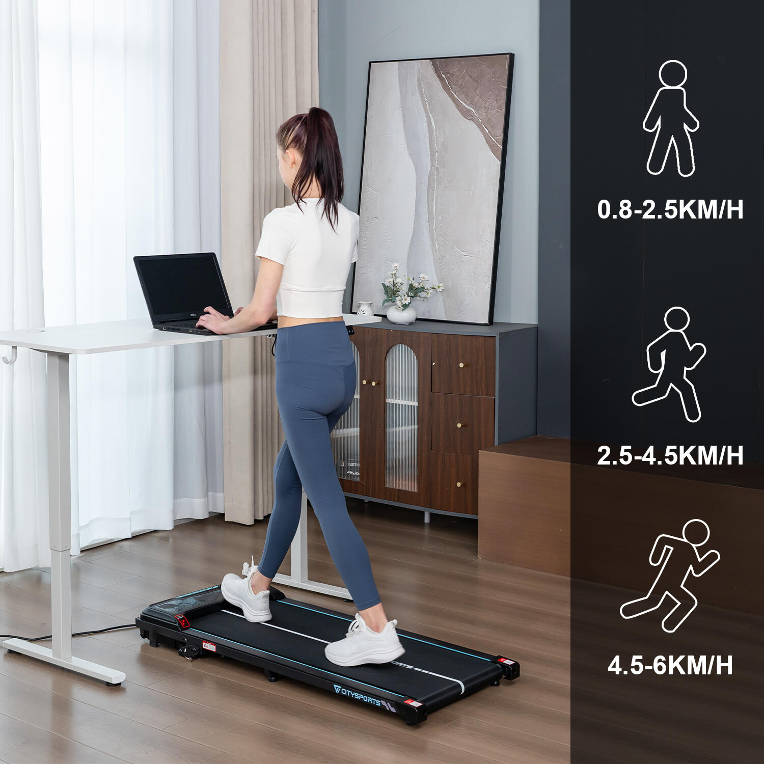 Passadeira com Inclinação até 10%-3 posições.WP6, 6,0 km/h,Bluetooth 3/7