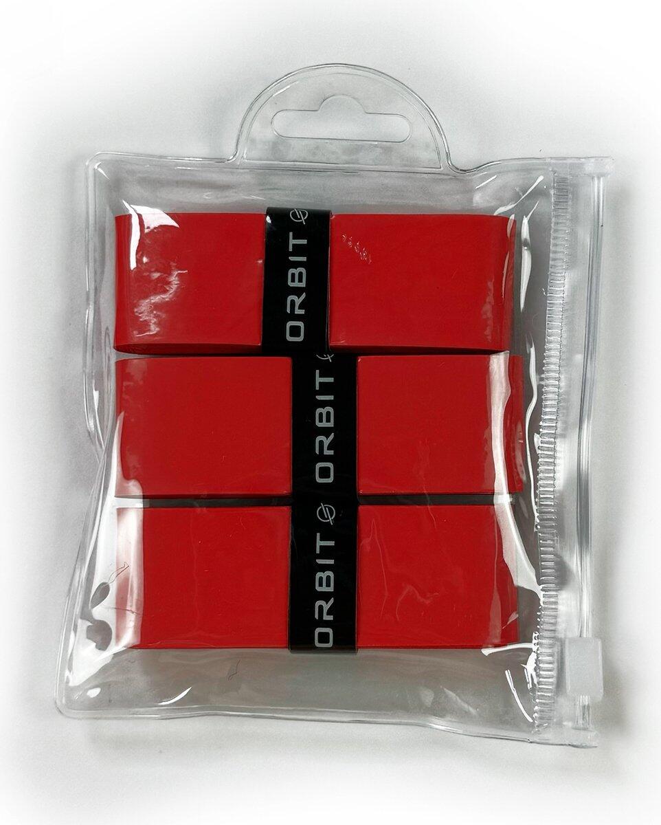 Overgrip Padel Vermelho ORBIT – 3 pcs com anel de borracha 2/4