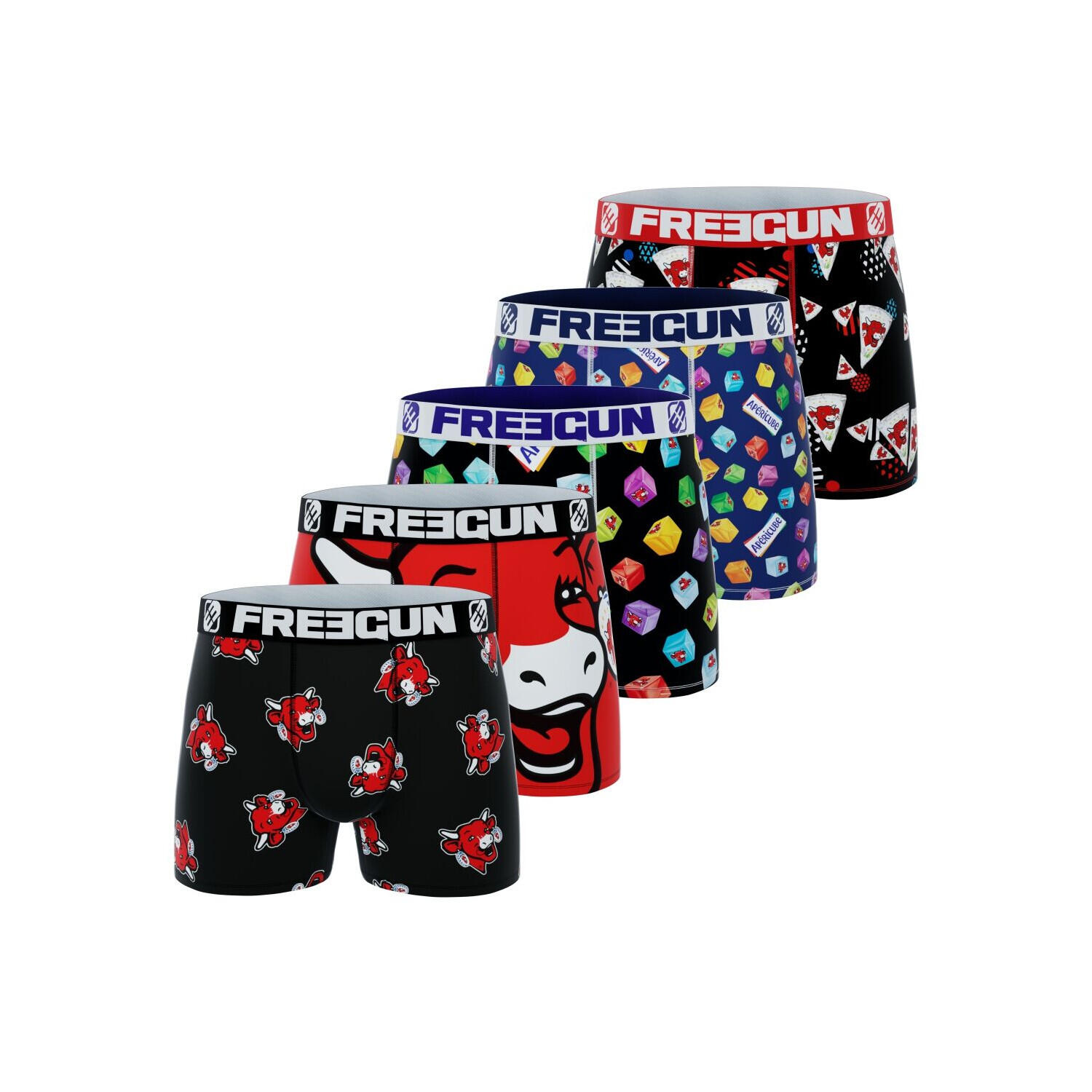 Freegun - Lot De 5 Boxers Homme La Vache Qui Rit - Caleçon - Multicolore - Decathlon