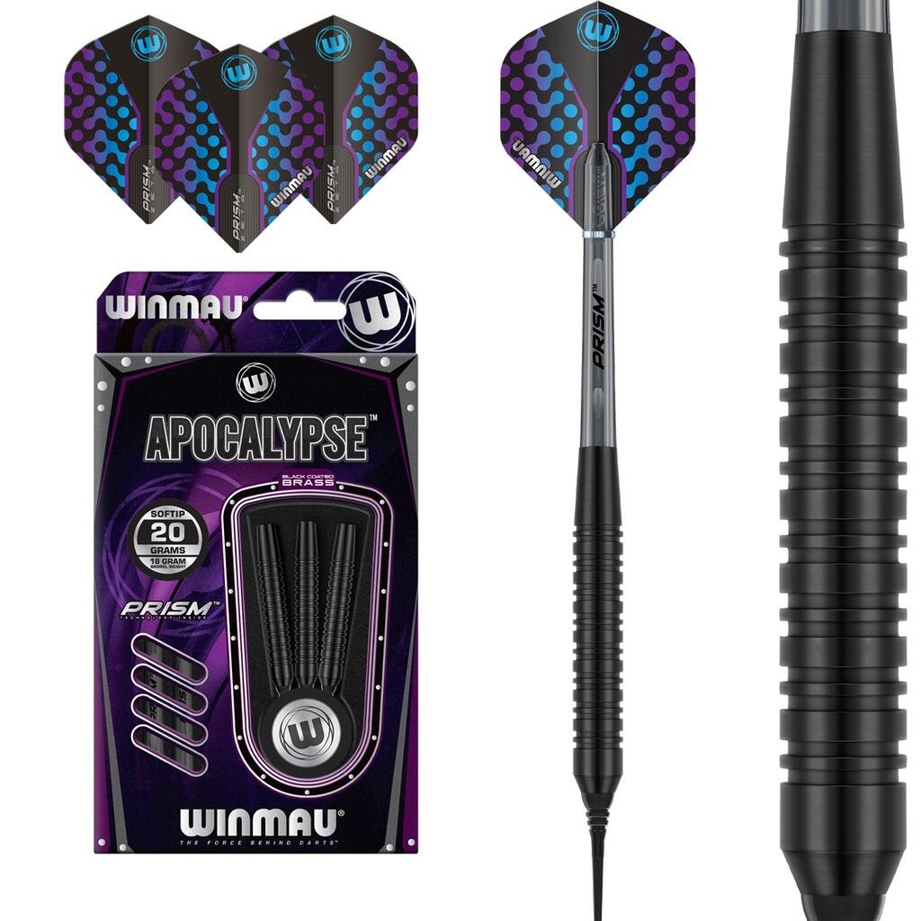 Fléchette Winmau Apocalypse 20 g laiton noir, pointe Triton Softip 7/7