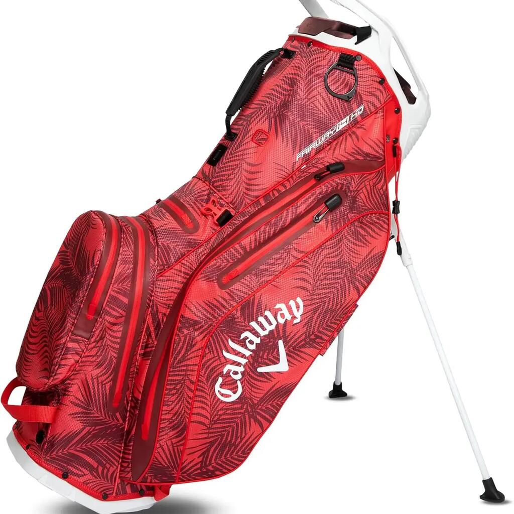 Callaway Fairway 14 HD Stand Bag 2025, Tripod Bag, Red Palms/Grey