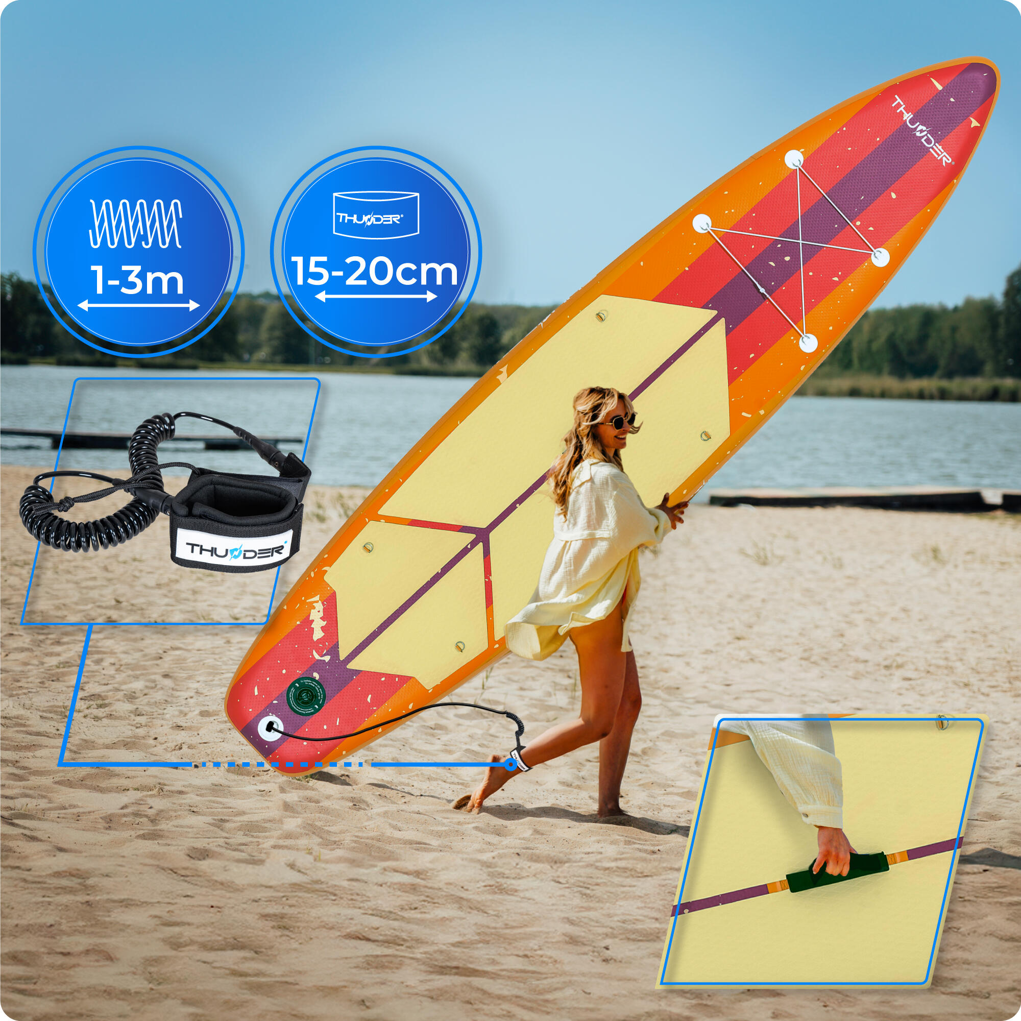 Opblaasbaar SUP-board met accessoires THUNDER RETRO 320cm 4/8