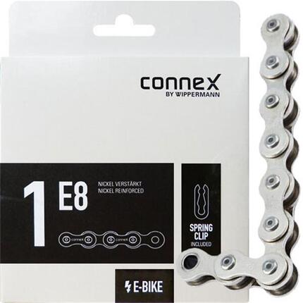 Connex Kette 1E8 1-fach, 124 Glieder, E-25 Federverschluss, 1/2x1/8, silber