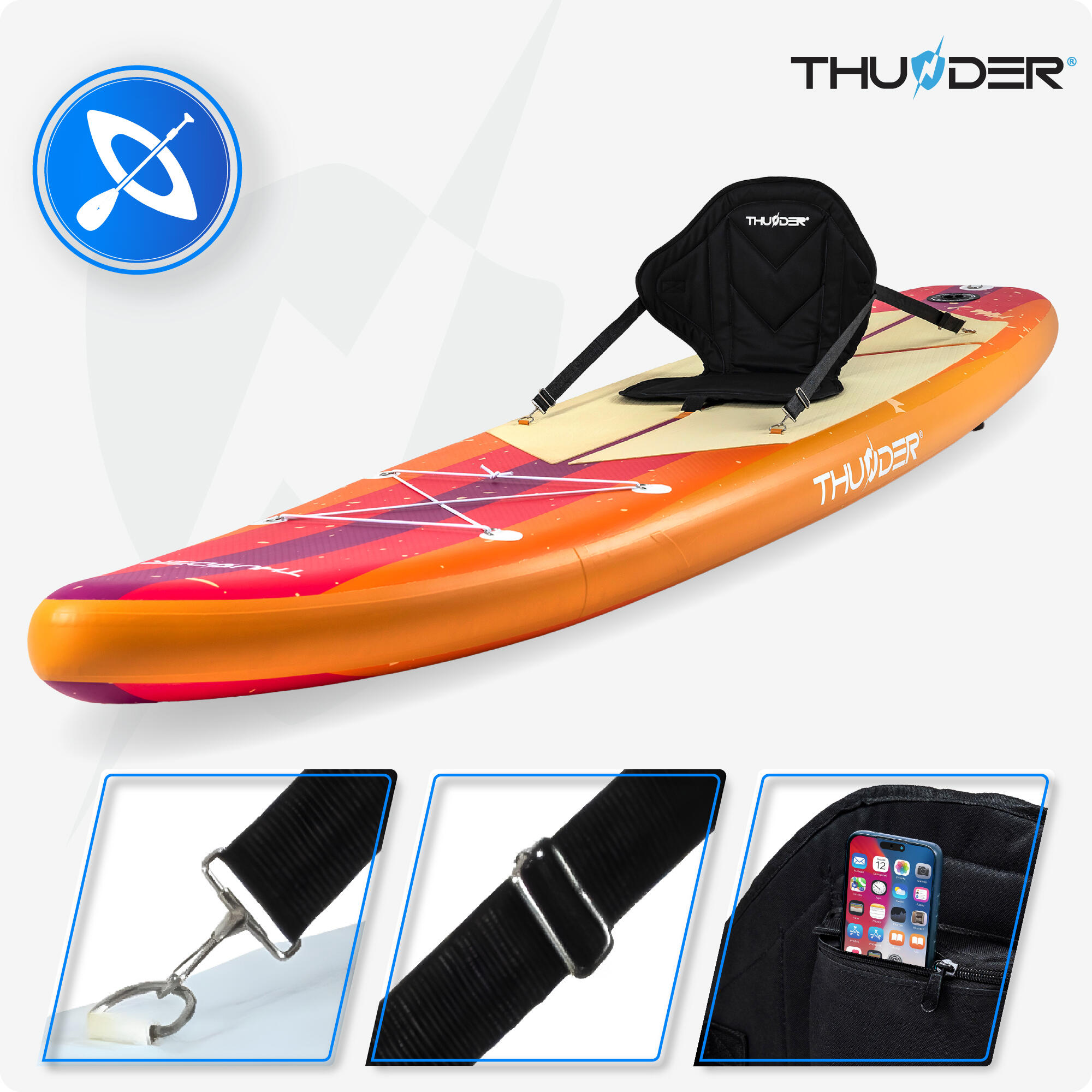 Opblaasbaar SUP-board met accessoires THUNDER RETRO 320cm 3/8