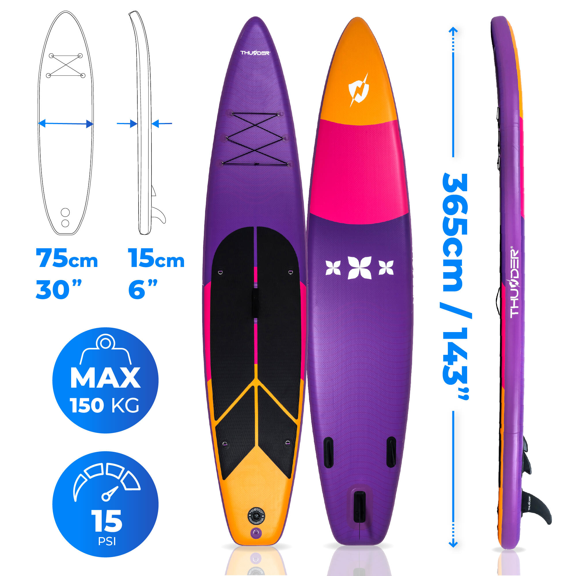 Opblaasbaar SUP-board met accessoires THUNDER SHARPE 365cm 2/8