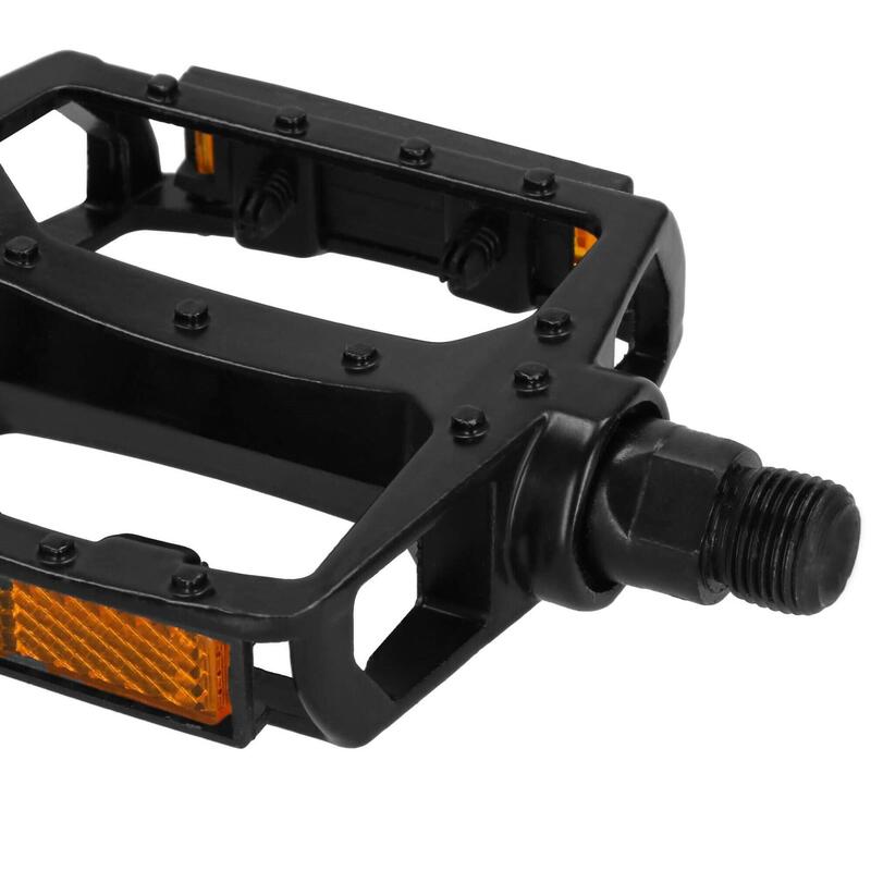 Pedały rowerowe 2 szt. z odblaskami uniwersalne, platformowe, aluminium czarne