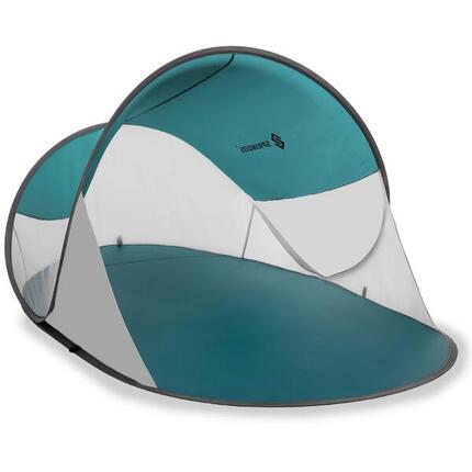 Namiot pop-up plażowy, ochrona UV parawan samorozkładający turkusowo-szary