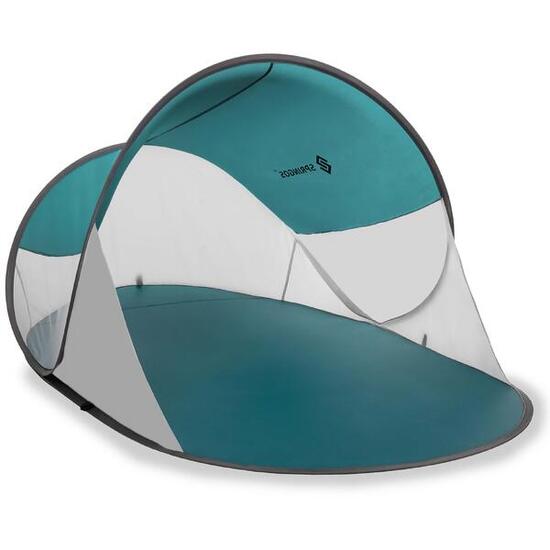 Namiot pop-up plażowy, ochrona UV parawan samorozkładający turkusowo-szary
