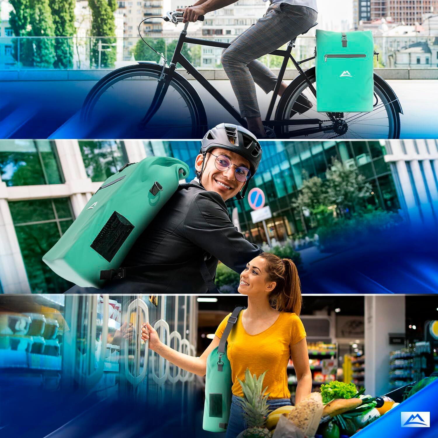 Nextcover® NEU 3in1 TPU Fahrradtasche für Gepäckträger Mint 2/5