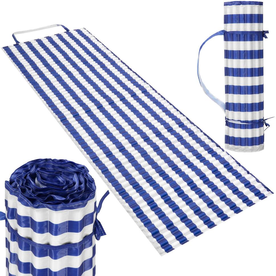 Mata na plażę 180 x 60 cm piankowa karimata na biwak kemping biało-granatowa