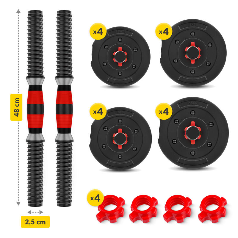 Hantle bitumiczne regulowane do ćwiczeń siłowych 4FIZJO 2 × 15 kg