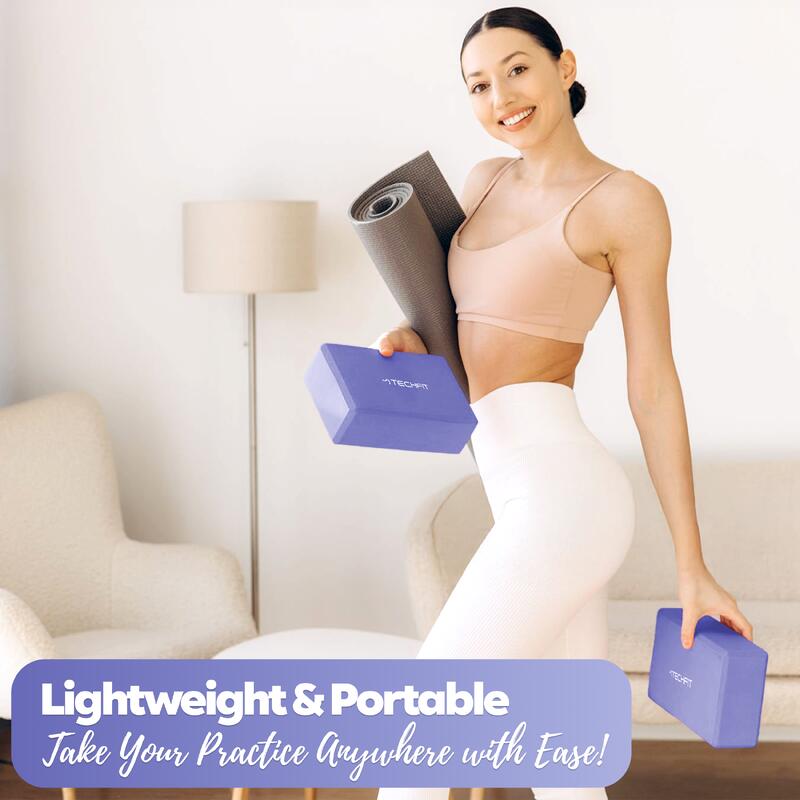 Caramizi Yoga, Set 2 bucati, TECHFIT Mov, 22, 5 x 15 x 7, 6 cm, Doua caramizi
