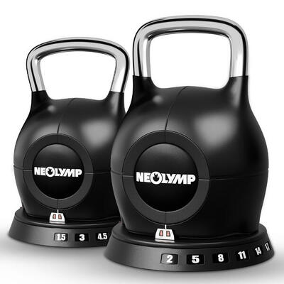 NEOLYMP 7-in-1 Kettlebell 1.5–10 kg Edelstahlgriff für Ganzkörpertraining
