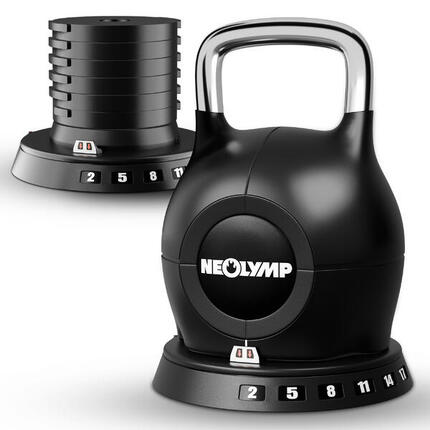 NEOLYMP 7-in-1 Kettlebell 2–20 kg – Verstellbare Kugelhantel für dein Home-Gym