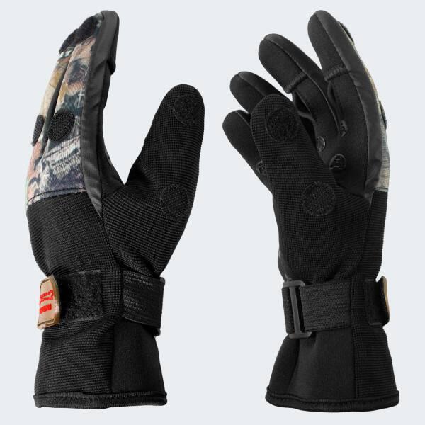 Guanti pesca 'wizard' | Neoprene | Punta delle dita pieghevole | Nero/Campuflage 5/5