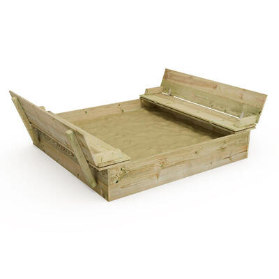 Flippey zandbak 150x165cm met bankje en klapdeksel
