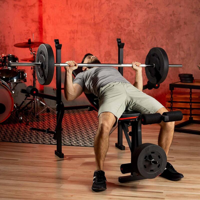 Zestaw kulturystyczny Hop-Sport Premium 75kg z ławką HS-1055