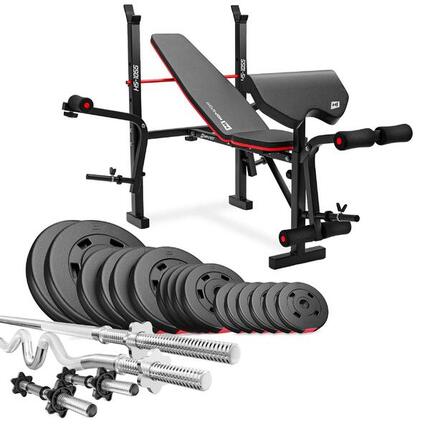 Zestaw kulturystyczny Hop-Sport Premium 76kg z ławką HS-1055