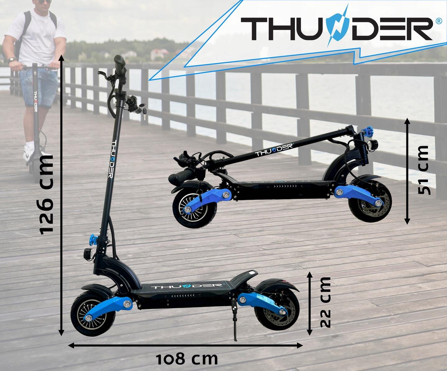 Hulajnoga elektryczna THUNDER składana 1000W 48V 18Ah zasięg 50km 2/7