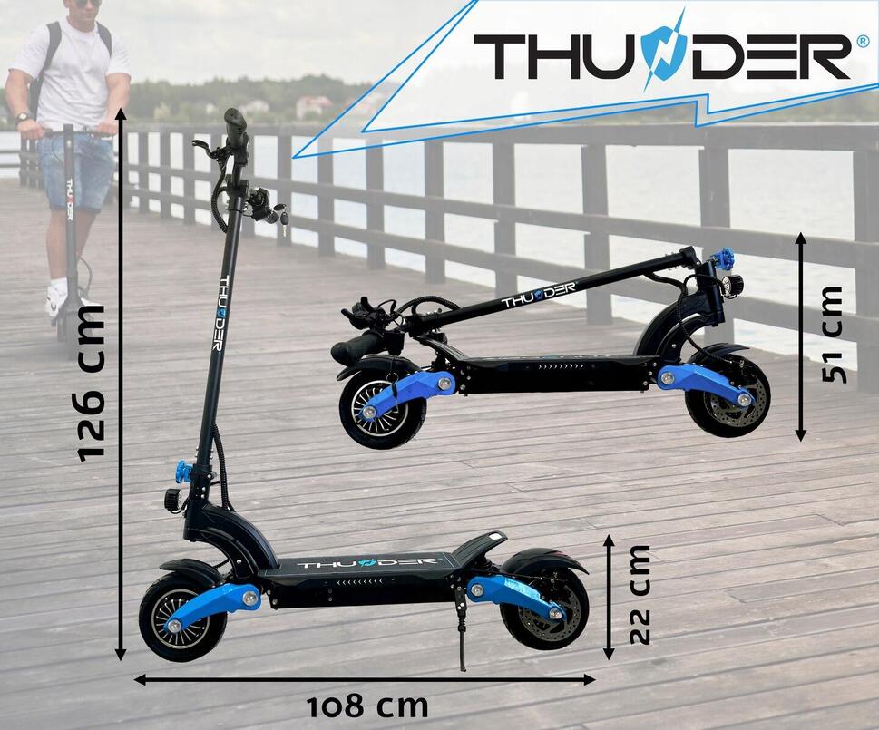 Hulajnoga elektryczna THUNDER składana 1000W 48V 18Ah zasięg 50km