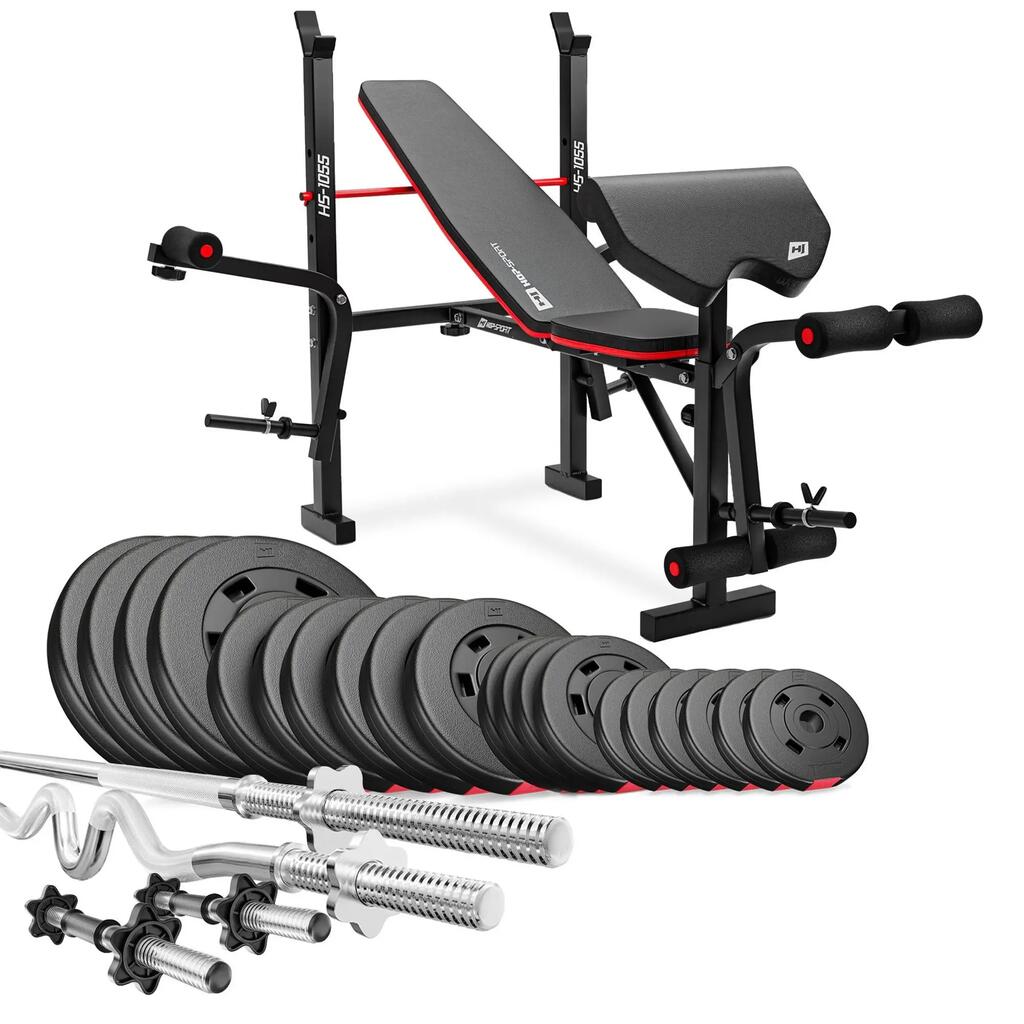 Комплект за културизъм Hop-Sport Premium 106kg с пейка HS-1055