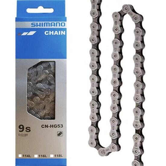 Shimano Kette CN-HG53 9-fach, 116 Glieder Nietverschluss, grau/braun