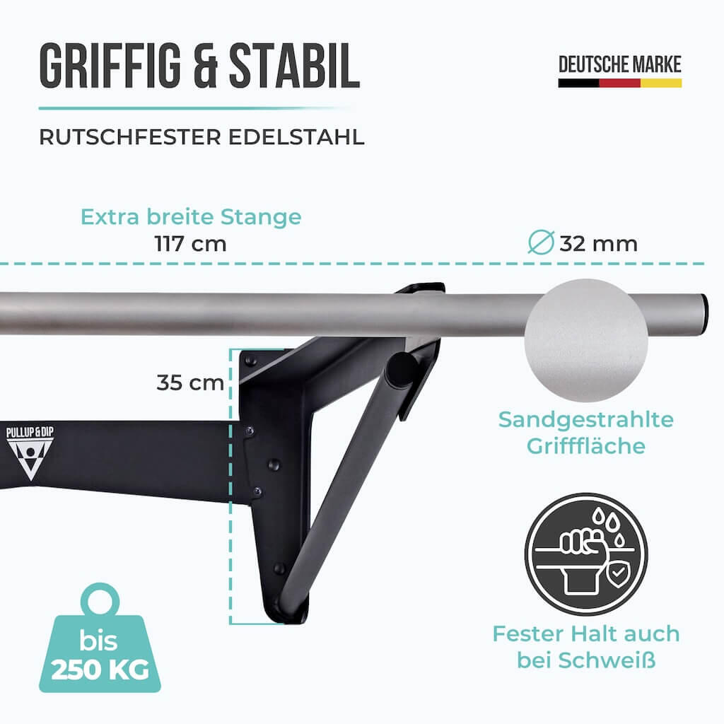Muscle-Up Bar, Klimmzugstange mit extra Wandabstand 4/8