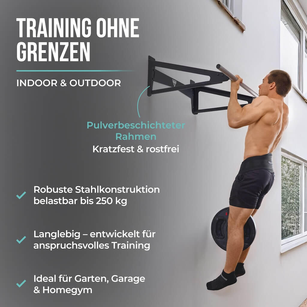 Muscle-Up Bar, Klimmzugstange mit extra Wandabstand 5/8