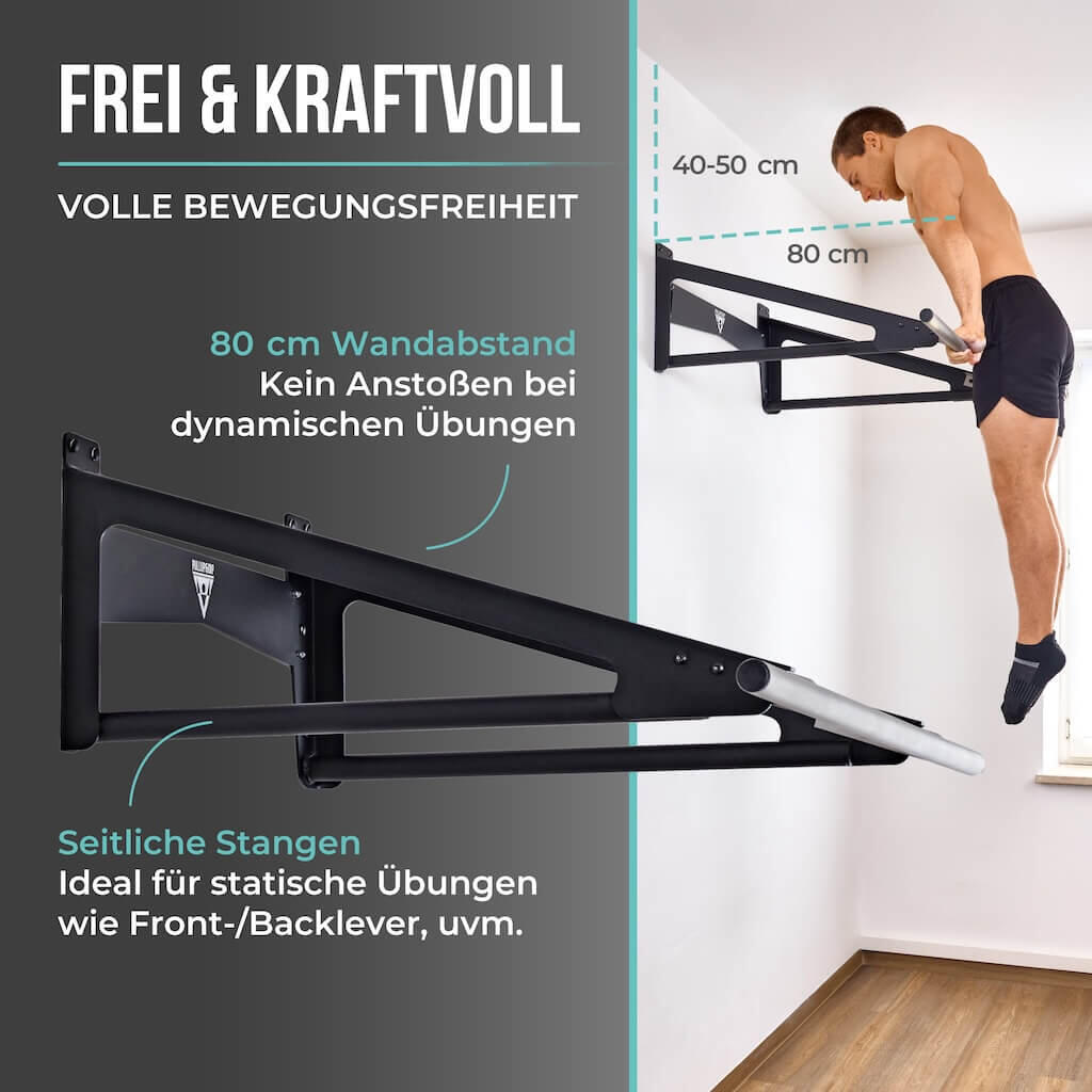 Muscle-Up Bar, Klimmzugstange mit extra Wandabstand 2/8
