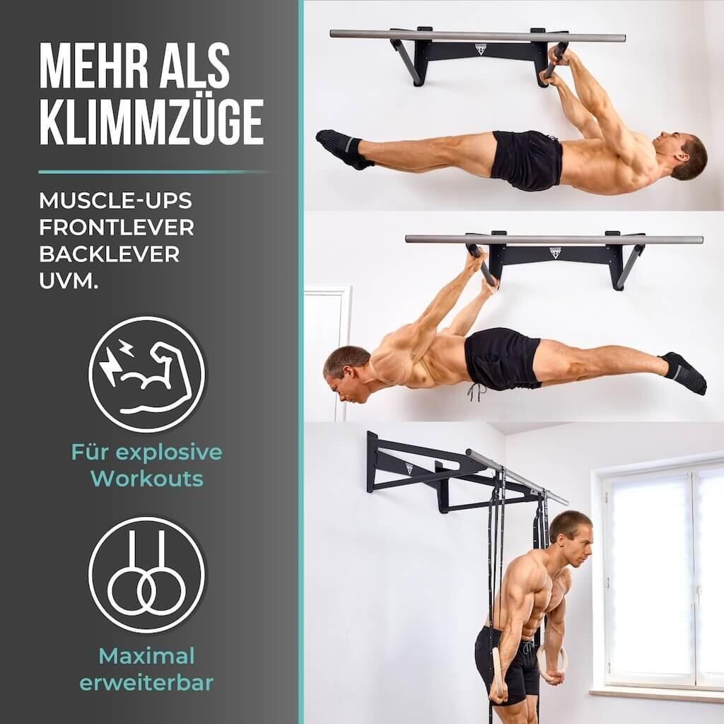 Muscle-Up Bar, Klimmzugstange mit extra Wandabstand 3/8