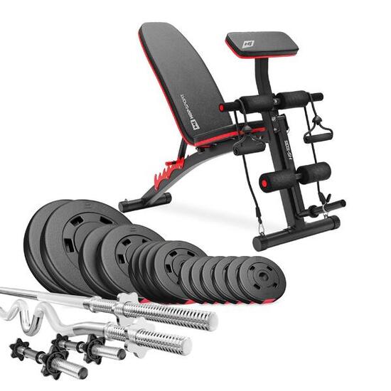 Zestaw kulturystyczny kompozytowy Hop-Sport Premium 66kg z ławką HS-1035