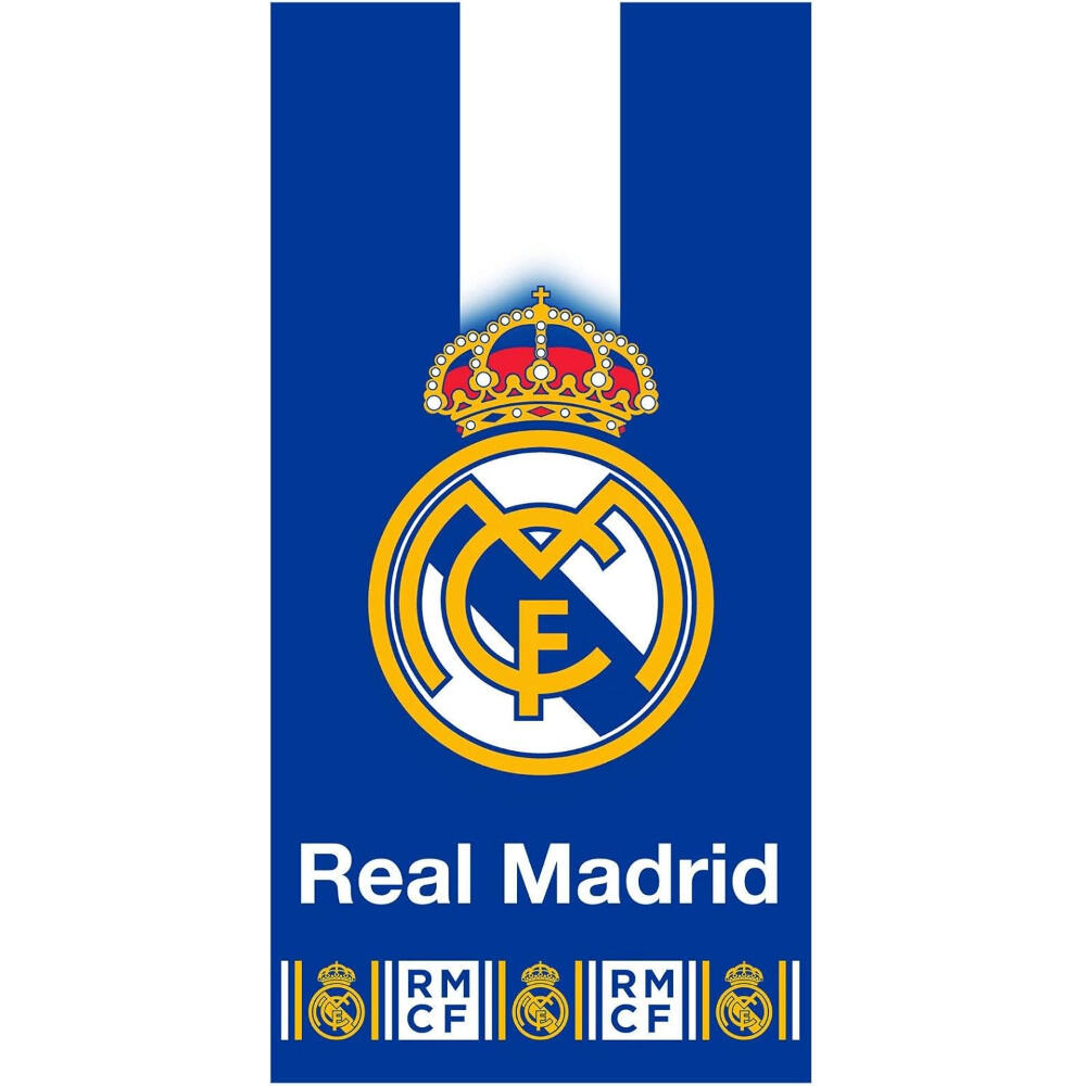 Toalla de Microfibra Real Madrid Azul Franja Vertical Blanca 140x70 3/3