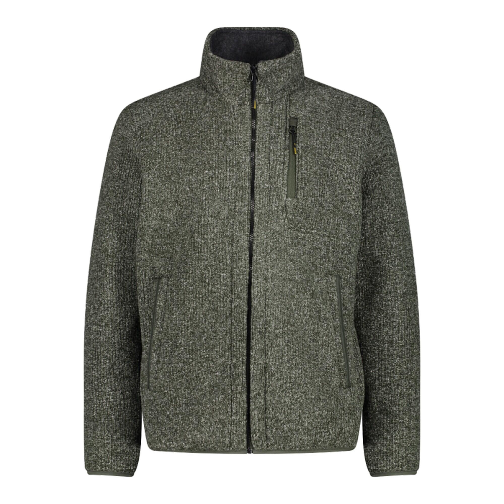 CMP Strickfleece-Midlayer MAN JACKET Wandern/Outdoor/Trekking Herren FOREST MEL.