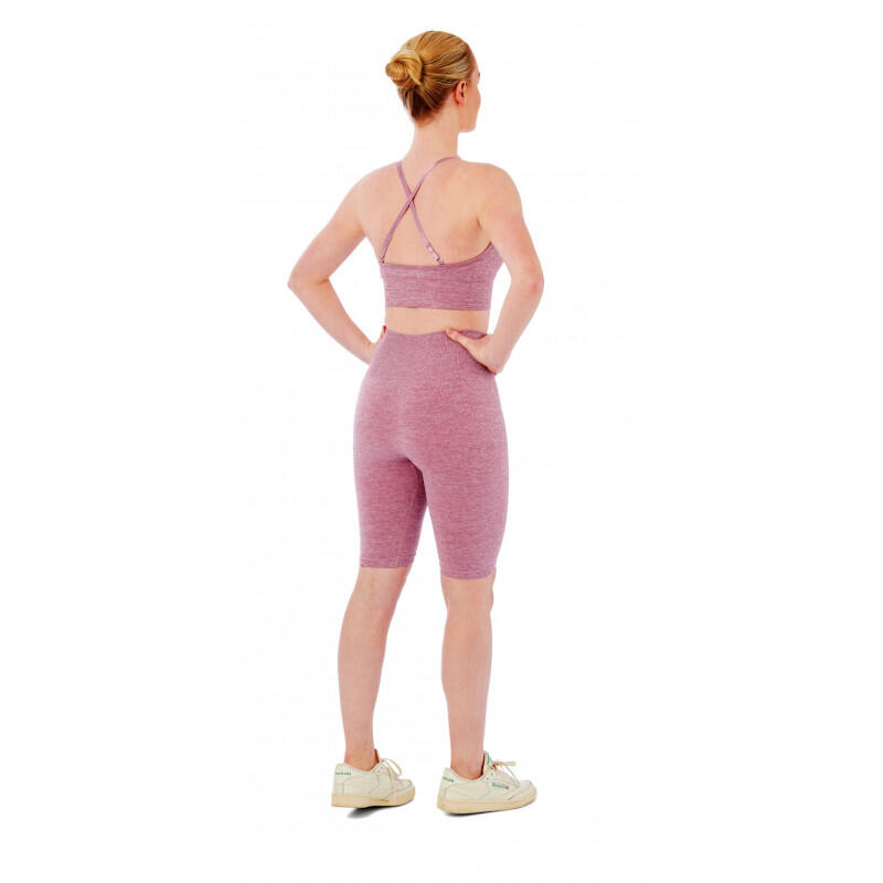 Damski zestaw sportowy Xtreme - krótkie legginsy + biustonosz sportowy - Różowy