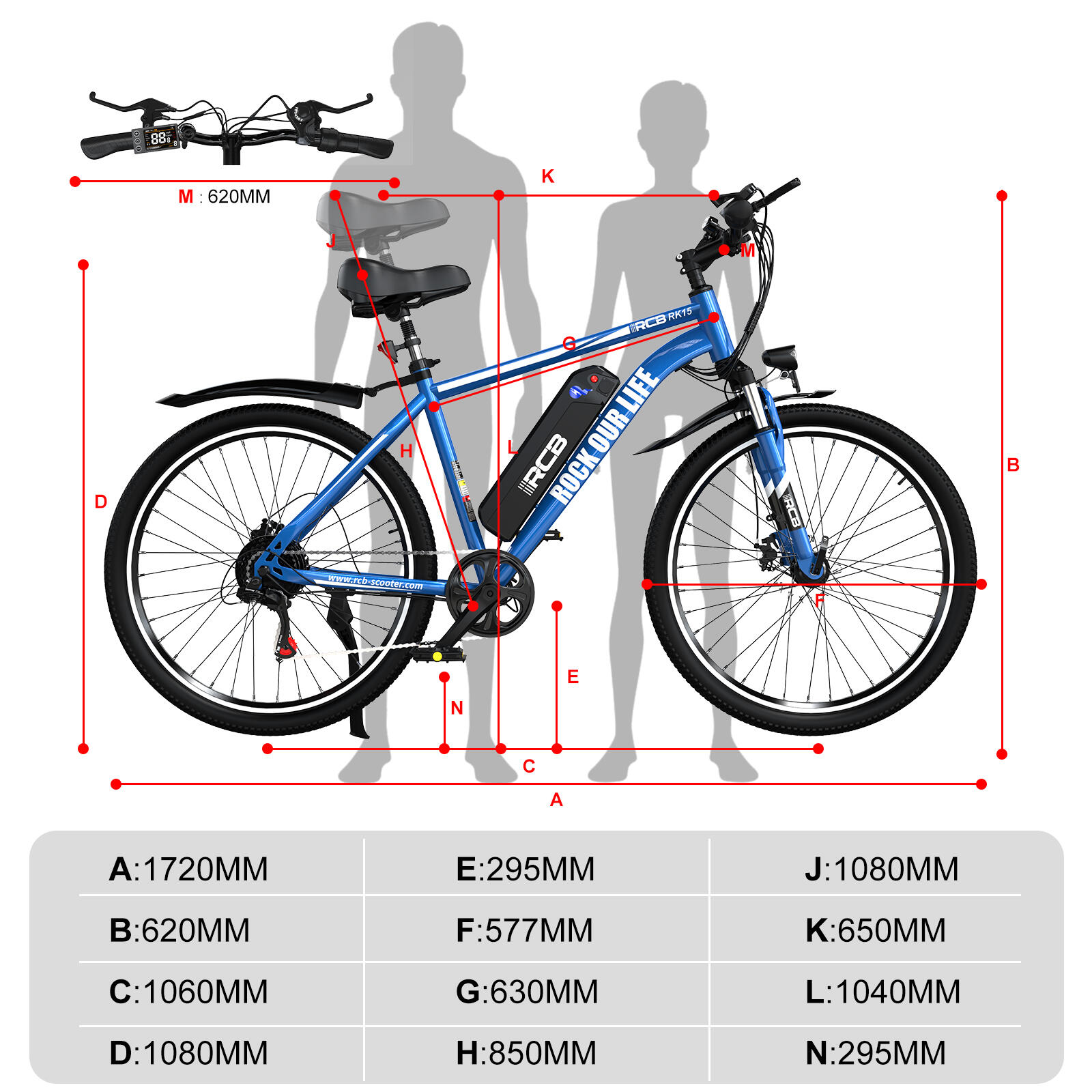 Electric City Bikes RK15, E-bikes 26",30-50 km,36V 10.4Ah 6/8