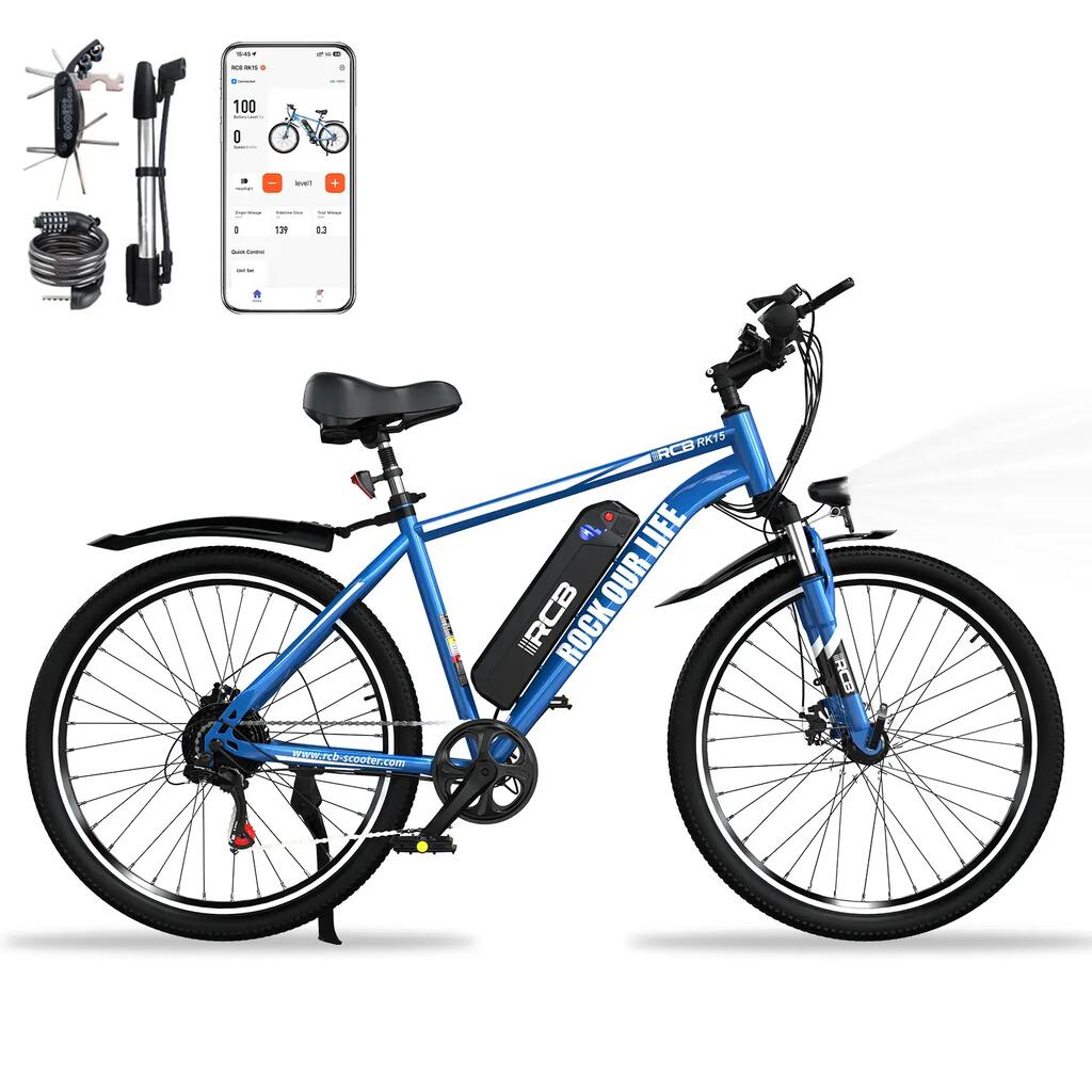 Electric Mountain Bike RK15,250W,26",hardtail,front susp,374Wh,30‑50km