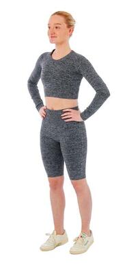Xtreme sportswear dames sportset - korte sportlegging + sport croptop -antraciet