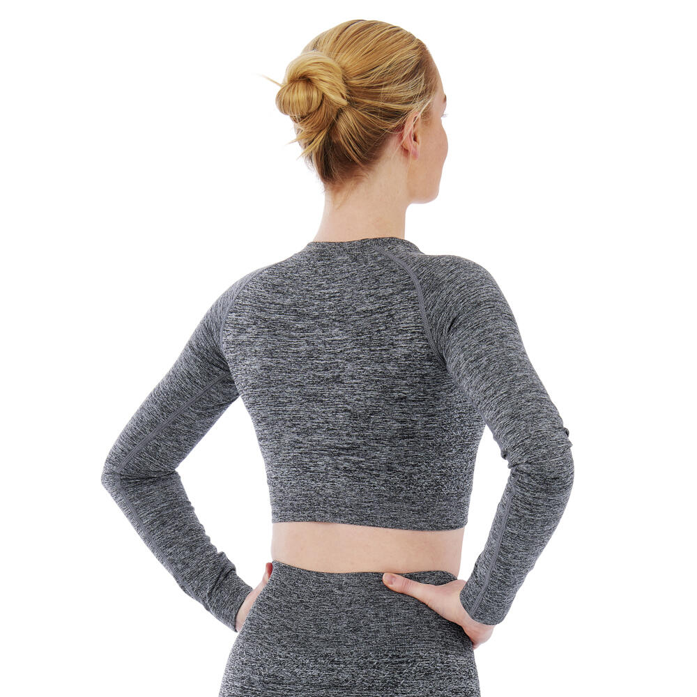 Xtreme Sportswear Crop Sporttop lange mouwen Dames Antraciet Melange 2/6
