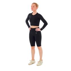 Ensemble de sport femme - Leggings short de sport + Crop Top de Sport - Noir