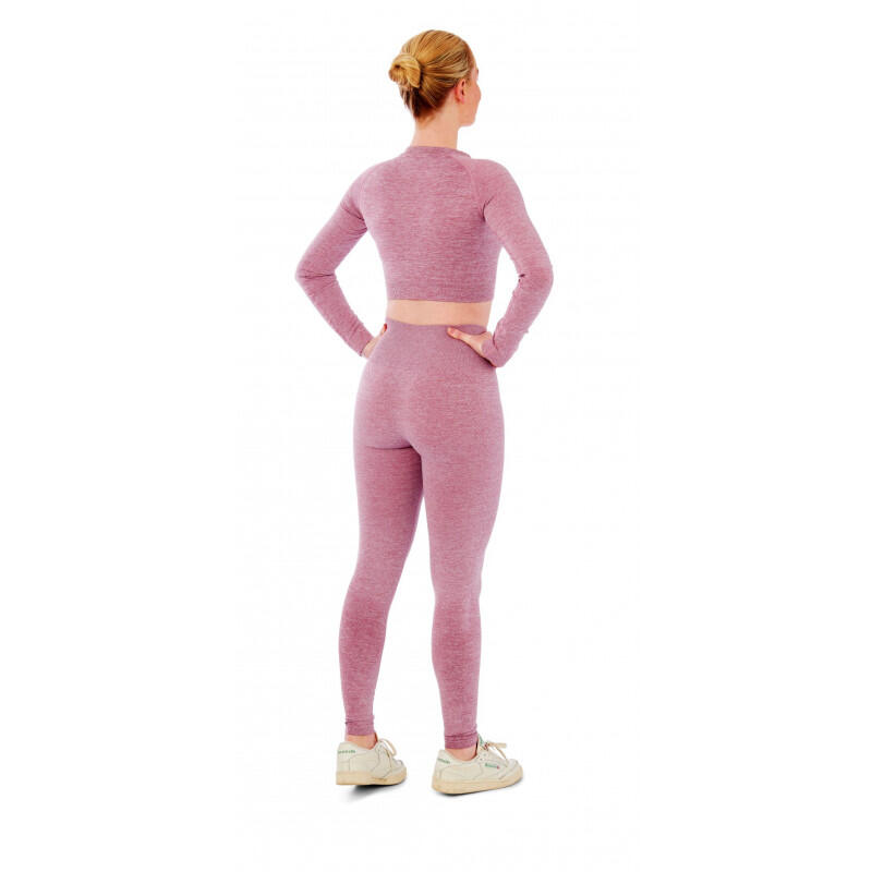Damski zestaw sportowy Xtreme - legginsy sportowe + sportowy Croptop - Różowy